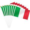 NJCXOLA 20 pezzi piccola bandiera italiana, 14 x 21 cm, bandiera italiana, mini bandiere italiane, con 30 cm, polo bianco, decorazione italiana, Eurovision, festa olimpica, casa, giardino, bar