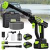 finade Idropulitrice a Batteria, Idropulitrice Portatile 100 Bar con 2 Batterie 4000mAh, Uscita acqua da 14 mm, Ugello 6 in 1, Tubo 5 M e Scatola Portaoggetti per Giardino, Auto e Pulizie Esterne