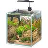 Hydor Acquario 18 Litri in Vetro con Lampada LED Dimmeribile 3 Modalità (giorno, notte e misto), Filtro Interno Silenzioso, 26 x 26 x 42 cm.