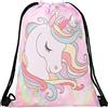 Meet-shop Coulisse Zaino,Sacca per Bambine Unicorno Sportiva a Tracolla Gym Sack Sacche da Palestra Ultra Leggero Borsa Sportiva Unisex Stampa Tela Borsa per Adatto a Sport,Scuola,Tempo Libero,Asilo,Gita