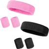 NJCXOLA 6 Pezzi Fascia Set Include Sport Fascia per Capelli polsini ginnastica artistica e Polsini tennis di Sport Cotone polsini padel a Strisce Bande di Sudore per Atletica Uomini e Donne