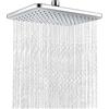 Windfromort Soffione e doccia quadrata in acciaio inossidabile, cascata, doccia a pioggia, soffitto a pioggia, soffione fisso a risparmio energetico e alta pressione per il bagno, 29 x 19 cm
