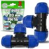 ONIX TECH 2 Pezzi Raccordo a T in Polipropilene PP per il Collegamento di Tubo Polietilene PE Ø 20 mm a Gomito 90° - ONIX TECH