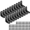 MengH-SHOP Staffe Angolari 90 Gradi Supporti Angolo Retto Staffe in Acciaio Squadrette Angolar a Forma di L con viti per Mensola di Legno Tavolo Sedia 30*30 mm 20 Pezzi Nero
