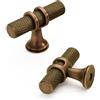 FURNIWARE 10 pezzi Pomelli per mobili in ottone antico, pomelli per armadio a T da 50mm, maniglie per porte scanalate, pomelli per cassetti vintage, maniglie per cassetti per armadi, comodini