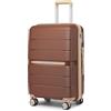 British Traveller Valigia Rigida 56cm Trolley Piccolo PP Leggero con TSA Lucchetto (20pollici, Marrone)