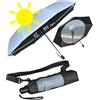 iX-brella Ombrello tascabile XXL con borsa a tracolla, Blue-Black - Protezione dai raggi UV e dal calore, 114 cm, Ombrello tascabile XXL