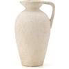LUKA Vaso rustico in ceramica, vaso in terracotta da 23,5 cm, con manico, alto neutro, vaso decorativo per soggiorno, tavolo, mensola (bianco sporco, L)