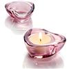 Elivia Portacandele rosso - Set di 12 portacandele a forma di cuore in vetro grosso diametro 7,4 cm - CH02 - viola melanzana