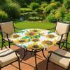 Maximex Tovaglia elasticizzata XL rotonda Ø 85-105 cm, motivo girasoli, tovaglia da giardino lavabile, resistente alle intemperie, resistente ai raggi UV, per giardino, balcone e campeggio, plastica.