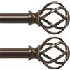 VOIIY Confezione da 2 aste per tende per finestre da 28 a 108 cm (2,3-4 piedi), diametro 3/4 pollici in bronzo con terminali a gabbia ritorta, dimensioni: 40-10,2 cm