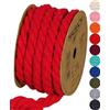 Halbach Seidenbänder Cordoncino di cotone riciclato, larghezza 10 mm/lunghezza 4 metri, filato di cotone sostenibile per macramè, corda naturale per fai da te, colore: rosso