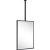 TEHOME Specchi a soffitto per bagni sospendere in metallo nero cornice rettangolare ceil Mount specchio per una finestra Vanity con asta regolabile per appendere, specchio misura 50 x 76 cm