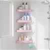 Sotfamily 4 pezzi Mensola Doccia Angolare - Non Necessita di Trapano, Rimovibile - Può Contenere Sapone, Shampoo e Detergente Per il Viso - Mensole Bagno Autoadesiva con 6 adesivi, Rosa