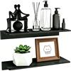 Wisfame Mensole Galleggianti in Metallo Nero, Confezione da 2, 30x12cm Antiruggine Mensole da Parete per Bagno, Facili da installare, Contengono 10 kg Ciascuna, Mensola Cucina Bagno Soggiorno