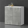 doporro Mobile Organizzatore Credenza Buffet in Legno con 4 Ante Push-to-Open e Soft-Close per Soggiorno, Sala da Pranzo o Ingresso, 76x36,4x76 cm Bianco opaco e Calcestruzzo Schrank04