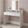 VASAGLE Toeletta con Specchio Grande, Postazione Trucco con 2 Cassetti e 3 Scomparti, Tavolo da Trucco, Stile Moderno, Bianco RDT163W01