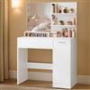 VASAGLE KAILYN Collezione - Toeletta, Tavolo da Trucco con Specchio Grande, Scomparto con 2 Ripiani Regolabili, 1 Cassetto, 2 Mensole, Postazione Trucco Moderna, Bianco RDT119W01