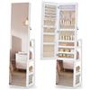 SONGMICS Armadietto Portagioie, Specchio Portagioielli a Figura Intera, 4 Ripiani, Luci LED Interne, Girevole a 360°, per Camera da Letto Cabina Armadio Ingresso, Bianco Nuvola JJC027WH01