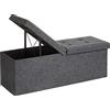 SONGMICS Pouf Pieghevole, Cassapanca, 38 x 110 x 38 cm, Coperchio Ribaltabile, Capacità di Carico Statico 300 kg, per Corridoio, Soggiorno, Camera da Letto, Grigio Ardesia LSF76GYZ