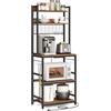 VASAGLE Scaffale Cucina con Multipresa, Scaffale per Microonde, Mobile Cucina, con Pannello a Rete Metallica, 14 Ganci, 40 x 60 x 170 cm, Marrone Vintage e Nero KKS037B01EU