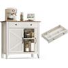 VASAGLE LIRY Collezione - Credenza da Caffè, Mobiletto da Cucina con Cassetto, Madia in Stile Country con Ripiano Regolabile per Cucina, Bianco Rustico e Marrone Miele UBBK341W01