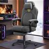 SONGMICS HOME Sedia da Gaming Ergonomica per Computer Con Poggiapiedi e Poggiatesta, Cotone-Lino, Altezza Regolabile, Grigio Tortora OBG072G01