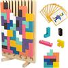 Ravytha Giochi Intelligenti per Bambini con 10 Carte, Tetris Tumble, Puzzle 3D di Legno Tetris, Giochi Montessori, Intelligenza Jigsaw Rompicapo per Bambini dai 3 Anni in Su