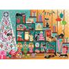 Cobble Hill Puzzle da 1000 pezzi, motivo: gatti natalizi, poster incluso, colore: rosso