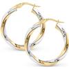 Amberta Orecchini a Cerchio in Oro Bicolore 9 Carati per Donna | Orecchini a Cerchio Intrecciati in Oro Giallo e Bianco: 20 mm
