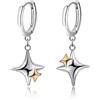 Bellitia Jewelry Orecchini Pendenti a Forma di Stella in Argento Sterling 925 per Donna, Orecchini Cerchio Croce Piccoli con Pendenti
