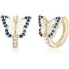 EVER FAITH Orecchini a cerchio a forma di farfalla, ipoallergenici con zirconi, graziosi orecchini a forma di animale, 1.3cm x 1.1cm, Zirconia cubica