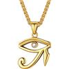 Suplight Collana Uomo Occhio di Horus Oro Religioso Egiziano Collana Uomo Acciaio Inossiabile Ciondolo Occhio di Ra Placcato Oro con Confezione Regalo