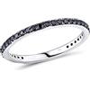 Santuzza Anello impilabile in argento Sterling 925, anello di fidanzamento o matrimonio, anello impilabile da donna, Metallo Gemma, Spinello nero