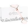 C CRYSTAL LEMON Rullo Viso in Quarzo Rosa, Massaggiatore Facciale e Collo a Doppia Estremità, Pietra Naturale per Routine Skincare e Sensazione Fresca