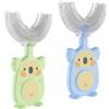 EAVUYIS 2 Pezzi Spazzolino Denti Bambini, a Forma di U, 360 Gradi per la Pulizia Orale, Manuale a Bocca Intera con Testina in Silicone Morbido(2-6 Anni)