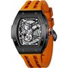 TSAR BOMBA Orologio da uomo Orologi automatici di lusso da uomo cinturino in silicone arancione acciaio inossidabile nero impermeabile quadrante grande regalo 8228A