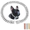 HimyBB Catena in argento per cani, collana in metallo con strass luccicanti e diamanti cubani per cani di taglia piccola, media e grande, 35,6 cm