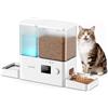 oneisall Distributore automatico per gatti e acqua, 36 tazze/8,5L, 2 in 1, per cibo pulito e acqua fresca, grande capacità, 5 l, dispenser di cibo per gatti e fontana a gravità da 3,5L per animali