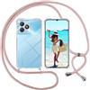 ISOI Cover con Cordino per Realme C53, Custodia Trasparente con Collana Tracolla Laccio Collo Ultra Sottile Morbido TPU Silicone Antiurto AntiGraffio Antiscivolo Case, Rosa