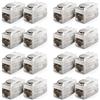 deleyCON 16 Pezzi CAT 7 Accoppiamento Keystone Metallo 2x RJ45 Jack Connettore per RJ45 Patch Cable 600 MHz 10 Gbps LAN DSL Ethernet e Utilizzabile Come Keystone - Argento
