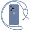 Oelrstfe Cover per Honor 400 Pro con Cordino,Custodia Silicone Morbido Sottile con Motivo Cuore e Collana Laccio Tracolla,Antiurto Antigraffio Corda Collo Regolabile Protettiva Case,Blu
