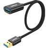 SUNGUY Cavo Prolunga USB 3.0, 50CM 5Gbps Maschio A Femmina A Cavo Estensione per unità flash USB, disco rigido esterno, hub USB, stampante, scanner, fotocamera, PS VR, ecc-Nero