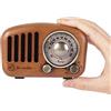 PRUNUS Radio Portatile FM Vintage Legno con Altoparlante Bluetooth, Radio Portatile Ricaricabile Supporta TF Card/AUX, Finestra di Sintonizzazione Circolare di 270° (Legno di Ciliegio)