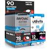 Udivita 90 Batterie per Apparecchi Acustici Misura 675 PR44 Blu Zinco-Aria Phono Pulse Technology in 15 Blister da 6 Pile - 90 Batterie: 78 Rayovac + 12 Udivita