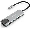 RealPlus Hub USB C 5 in 1 HDMI 4K,RealPlus Adattatore USB C Multiport,Ethernet 10/100 Mbps,HDMI 4K,USB 2.0,USB 3.0,PD 100W,Trasferimento dati USB-C Adattatore MacBook M1 Air/Pro,iPad Pro M1