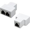 COVVY RJ45 Connettore Femmina Femmina Splitter Rete Adattatore 1-2 Donne Porto Cat 5 / Gatto 6 LAN Cavo Ethernet Doppio Connettore Adattatore Socket (2Pcs, White)