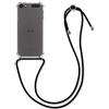 kwmobile Cover a Tracolla compatibile con Apple iPod Touch 6G / 7G (6a e 7a generazione) - Back Case in Silicone trasparente/nero con laccio collo - Custodia con cordino