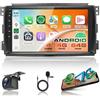 Rimoody 4G+64G Android 15 Autoradio per Mercedes Benz Smart Fortwo 451 2005-2010 Wireless Carplay Android Auto 5G WIFI, 9 Pollici Touchscreen Radio GPS Navi Bluetooth FM/RDS/32 EQ/SWC Telecamera Posteriore