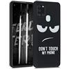 kwmobile Cover Compatibile con Samsung Galaxy A21s - Custodia in Silicone TPU - Cover Protettiva Soft Case - Don't touch my phone bianco/nero